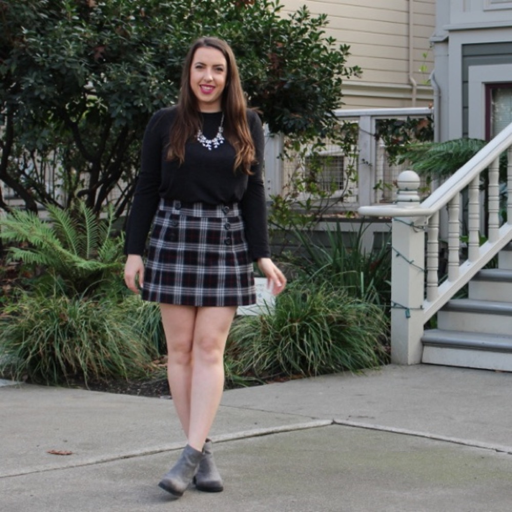 Gap Cotton Plaid Red Black & Gray Miniskirt